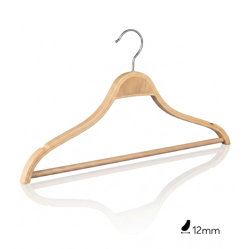 Вешалки-плечики деревянные FLCH44FB-1.2CMT /birch wood-natural color/100pcs/ctn/flat
