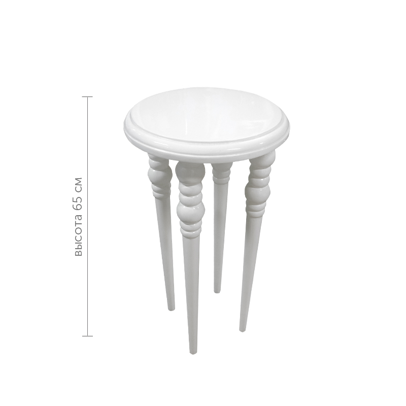 Круглый стол в белом цвете / высота 65 см Tab-2-white glossy
