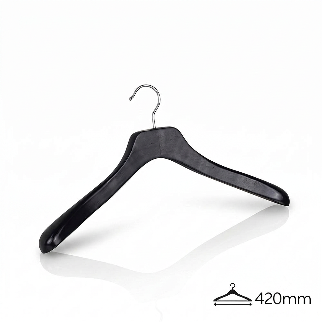 Вешалки-плечики деревянные с зажимами для брюк DH289026-42CM /black matt color/24pcs/ctn