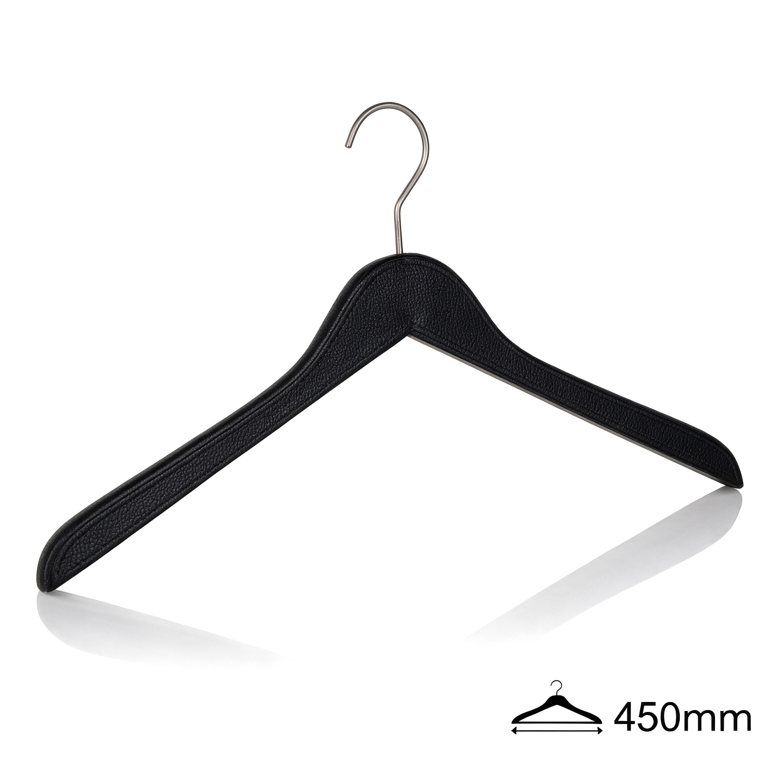 Вешалки-плечики, обтянутые кожей FHL66006 /black leather/40pcs/ctn