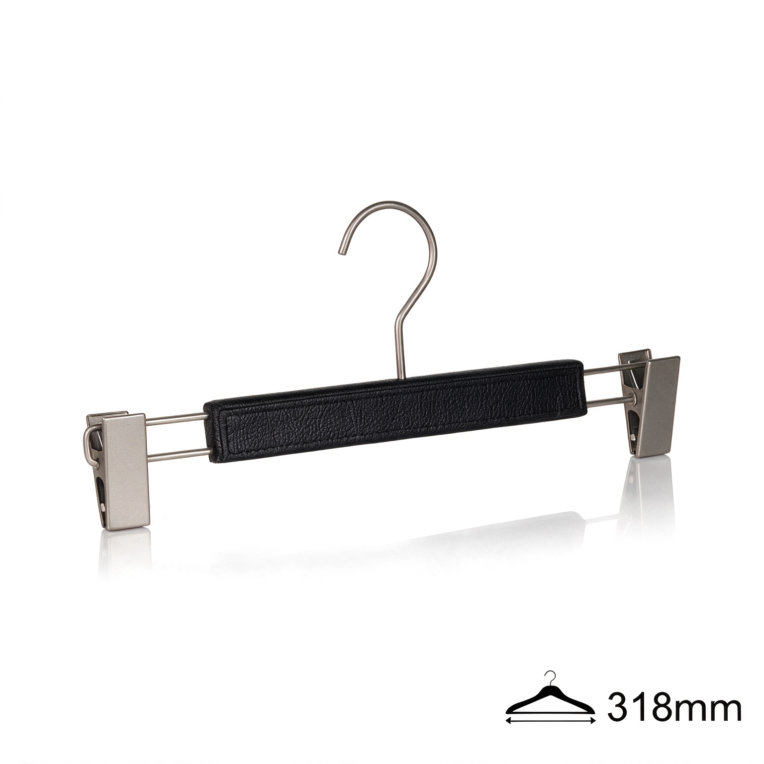 Вешалки-плечики с зажимами, обтянутые кожей SHL24116 /black leather/40pcs/ctn