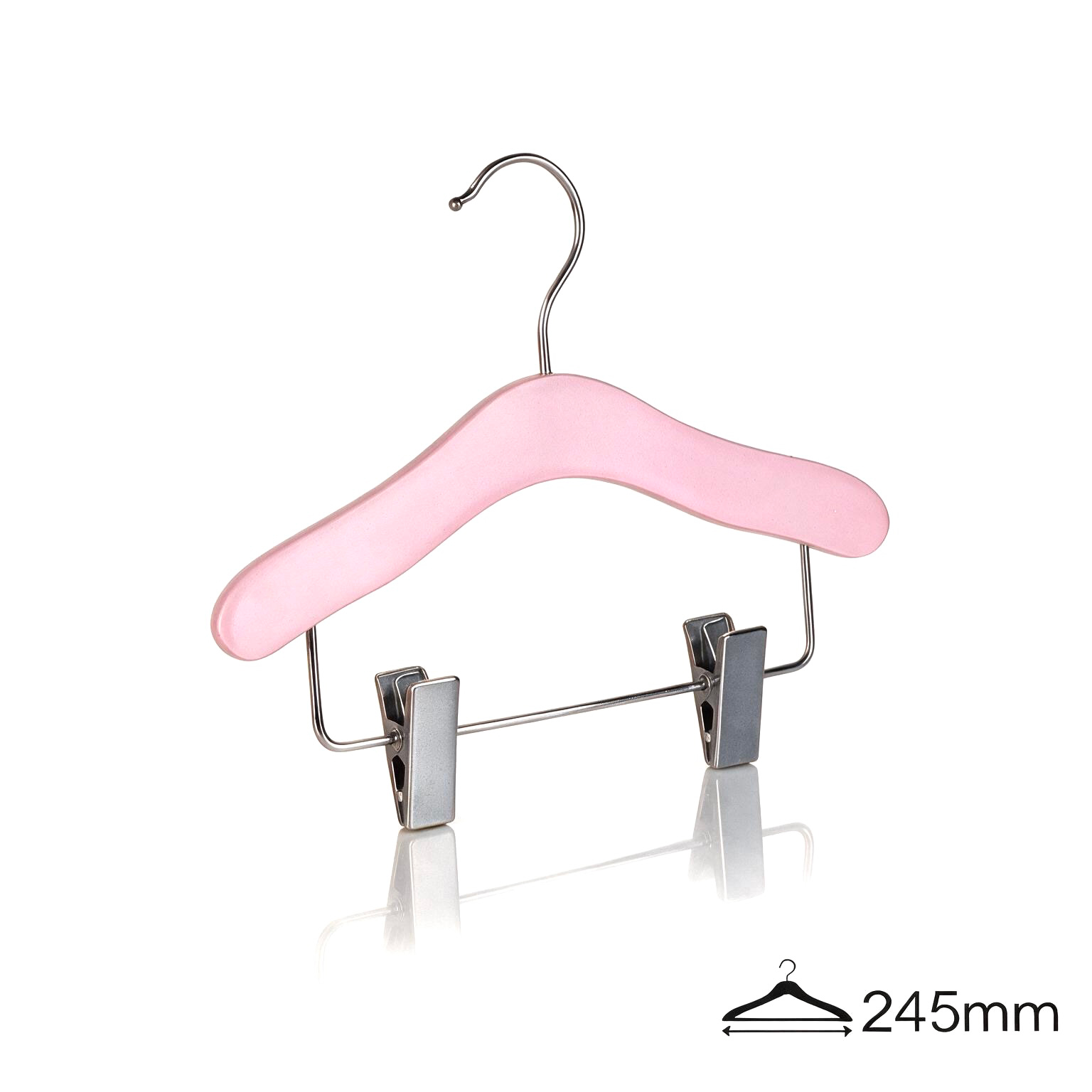 Детские вешалки-плечики деревянные с зажимами для брюк KH65026 /pink lacquer color/100pcs/ctn