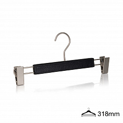 Купить Вешалки-плечики с зажимами, обтянутые кожей SHL24116 /black leather/40pcs/ctn